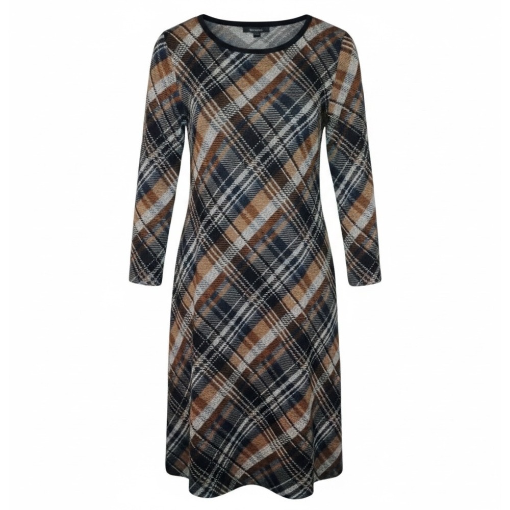 Connected Apparel Plaid Sheath Dress Size 8 Fall 3/4‎ Sleeve Fall Work